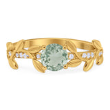 Round Natural Stone Leaf Style Ring