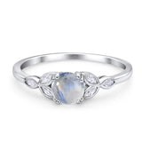 Art Deco Round Natural Stone Floral Ring