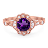 Vintage Style Round Natural Stone Wedding Ring