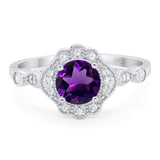 Vintage Style Round Natural Stone Wedding Ring