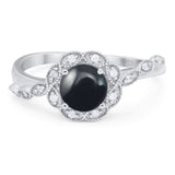 Art Deco Round Natural Stone Flower Ring