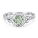 Art Deco Ring Round Natural Stone Beaded Ring