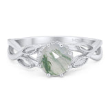 Art Deco Round Natural Stone Beaded Ring