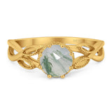Art Deco Round Natural Stone Beaded Ring