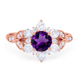 Flower Trillium Round Natural Stone Ring