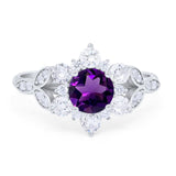 Flower Trillium Round Natural Stone Ring