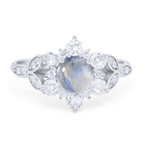 Flower Trillium Round Natural Stone Ring
