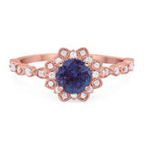 Art Deco Round Natural Stone Flower Ring