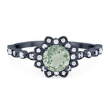 Art Deco Round Natural Stone Flower Ring