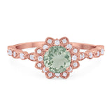 Art Deco Round Natural Stone Flower Ring