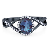 Art Deco Oval Natural Stone Infinity Ring