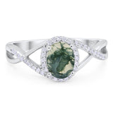Art Deco Oval Natural Stone Infinity Ring