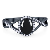 Art Deco Oval Natural Stone Infinity Ring