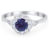 Art Deco Round Natural Stone Flower Ring