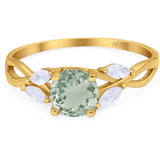 Art Deco Round Natural Stone Twisted Ring