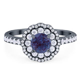 Art Deco Round Natural Stone Floral Ring