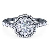 Art Deco Round Natural Stone Floral Ring