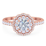 Art Deco Round Natural Stone Floral Ring