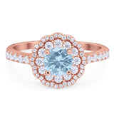 Art Deco Round Natural Stone Floral Ring