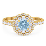 Art Deco Round Natural Stone Floral Ring