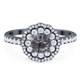 Art Deco Round Natural Stone Floral Ring