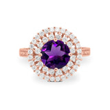 Vintage Style Round Natural Stone Cocktail Ring