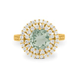 Vintage Style Round Natural Stone Cocktail Ring