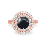 Vintage Style Round Natural Stone Cocktail Ring