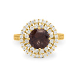 Vintage Style Round Natural Stone Cocktail Ring