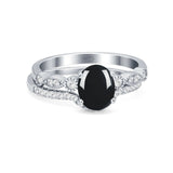 Two Piece Oval Solitaire Ring 