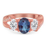 Art Deco Oval Natural Stone Trio Ring