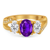 Art Deco Oval Natural Stone Trio Ring