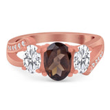 Art Deco Oval Natural Stone Trio Ring