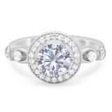 Art Deco Round Natural Stone Wedding Ring