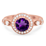 Art Deco Round Natural Stone Wedding Ring