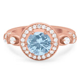 Art Deco Round Natural Stone Wedding Ring