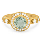 Art Deco Round Natural Stone Wedding Ring