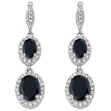 Halo Drop Dangle Chandelier Earring Oval Round Cubic Zirconia 925 Sterling Silver