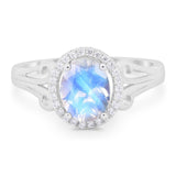 Art Deco Oval Natural Stone Filigree Ring