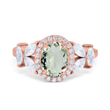 Oval Natural Stone Halo Ring
