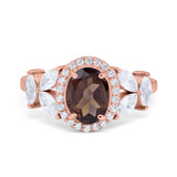 Oval Natural Stone Halo Ring
