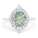 Vintage Style Round Natural Stone Halo Ring