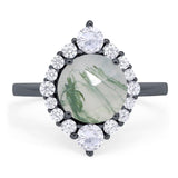 Vintage Style Round Natural Stone Halo Ring