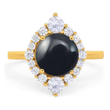 Vintage Style Round Natural Stone Halo Ring