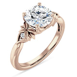 14K Gold IGI Certified Round 2 Carat Lab Grown Diamond Floral Ring