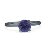 Art Deco Round Natural Stone Solitaire Ring