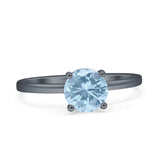 Art Deco Round Natural Stone Solitaire Ring