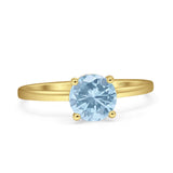 Art Deco Round Natural Stone Solitaire Ring