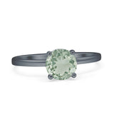 Art Deco Round Natural Stone Solitaire Ring