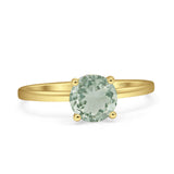 Art Deco Round Natural Stone Solitaire Ring